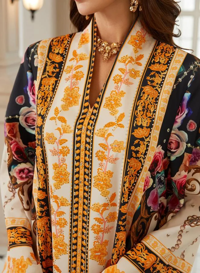 تايك تو جلابية مطبعة بقصة واسعة